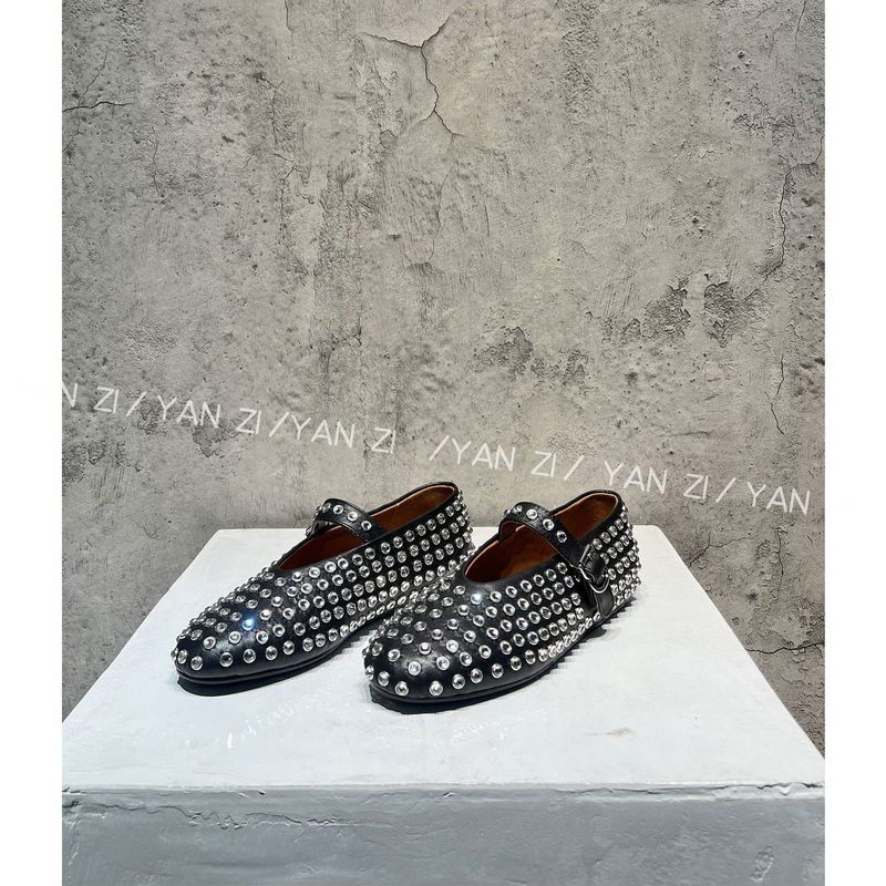 Yanzi/Banquet Button Up Ballet Women's Instagram Full Diamond Flat Hollow Out Mary Jane Casual Shoes_voghion.com