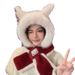 Sciarpa rossa in peluche con orecchie di volpe per donna, scaldacollo di alta qualità per autunno e inverno, cappello caldo da ciclismo_voghion.com