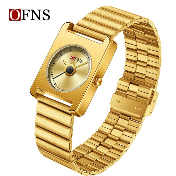 Montre à quartz carrée élégante pour femme avec bracelet en bambou, design minimaliste, résistante à l'eau pour un usage quotidien. Montre à quartz de niche._voghion.com