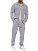 Men's Casual Sports Two Piece Suit Simple Button Pocket Lapel Jacket Straight Pants Suit_voghion.com