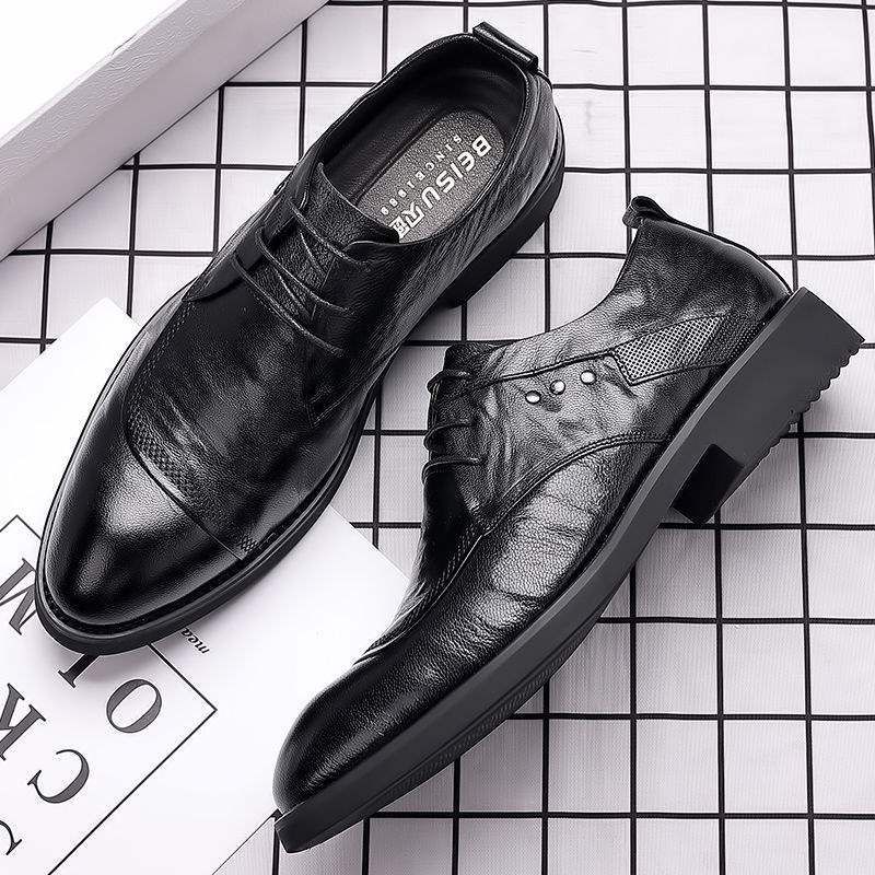 Leather Shoes For Men: Business Formal, Casual, Workwear Korean Style, British Style Groom, Best Man, Wedding Leather Shoes_voghion.com