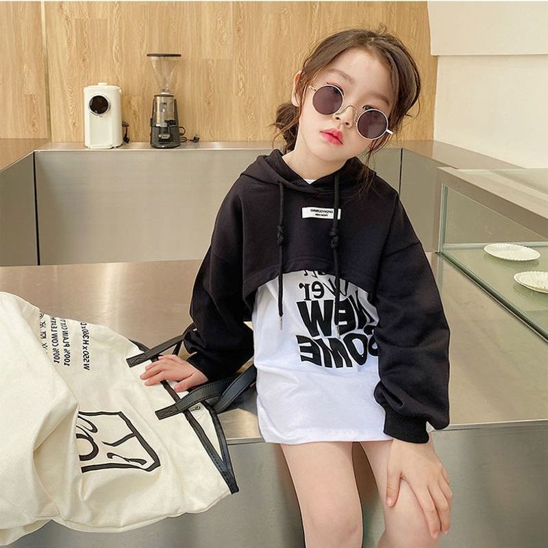 Roupas infantis Meninas primavera e outono novo suéter camiseta saia estilo ocidental menina duas peças manga comprida moda infantil top outono terno_voghion.com