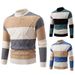Maglione lavorato a maglia color-block da uomo con stemma ricamato, pullover invernale morbido e caldo, top casual ampio con scollo rotondo e maniche lunghe_voghion.com