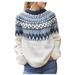 Women's Stylish 3D Jacquard Knit Sweater - Loose Fit Round Neck Pullover With Color Block Design, Comfortable Polyester Blend_voghion.com