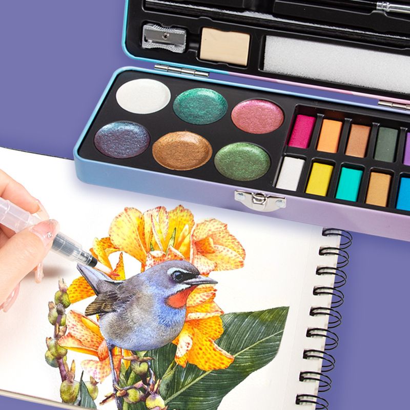 24-teiliges Chamäleon-Aquarell-Set – Professionelle Metallic- und Perlglanzfarben für Künstler und Studenten – Tragbares, reisefreundliches Künstlerzubehör_voghion.com
