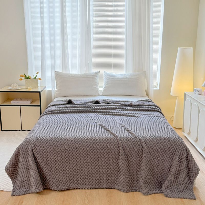 Fleece Blanket Ultra Soft Milk Velvet Throw With Jacquard Pattern Plush Thermal Blanket For Bed Couch_voghion.com