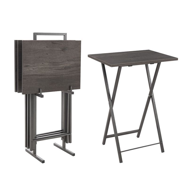 5 Piece Folding TV Tray Table Set,Foldable Sofa Side Table,End Table,Snack Table,Save Space,Grey
_voghion.com
