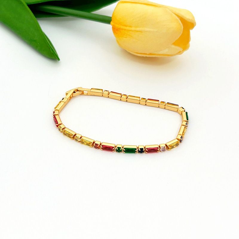 Copper Plating Inlay Solid Color Zircon Bracelets Necklace_voghion.com