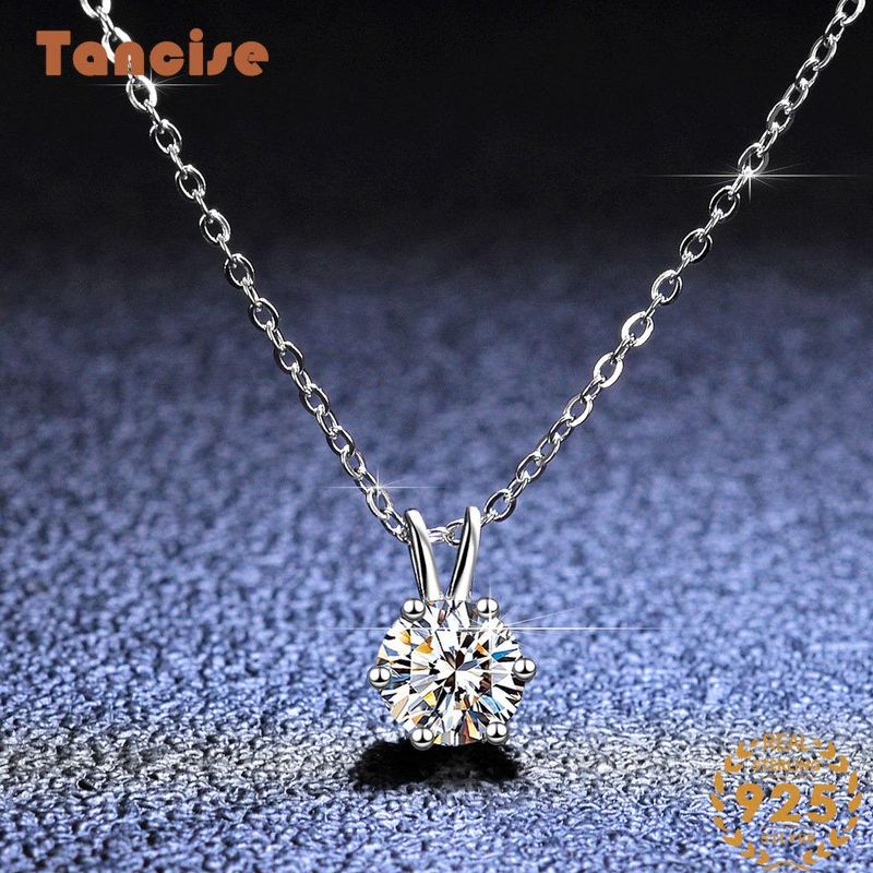 Tancise Luxus-Persönlichkeits-Silber-Moissanit-Anhänger-Halskette für Damen, klassisches Tide-Party-Geschenk_voghion.com