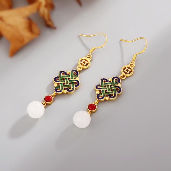 Ancient With Horse Face Skirt Women New Chinese Style Hanfu Earrings Cheongsam High-end Mosquito Coil Ear Clips_voghion.com