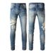 Produits Premium TRENDAMIRI # 1311 Jeans High Street Lettre Collant Cuir Marque De Mode Élastique Slim Fit Pieds Courts Denim_voghion.com