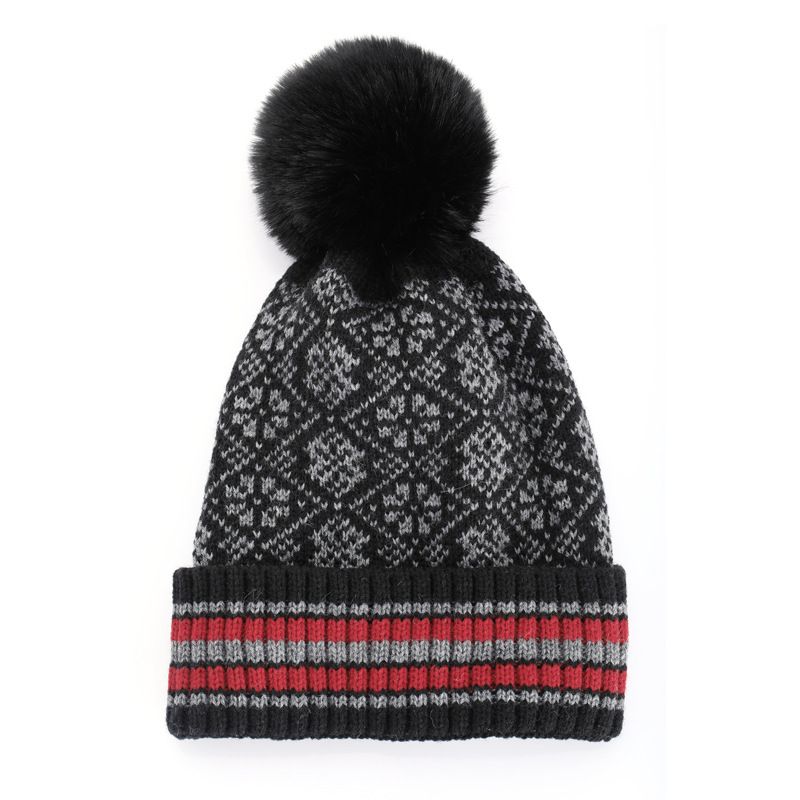 Hat Winter hat Bohemian woolen hat autumn and winter retro ethnic style geometric rhombus warm hat knitted hat for men_voghion.com