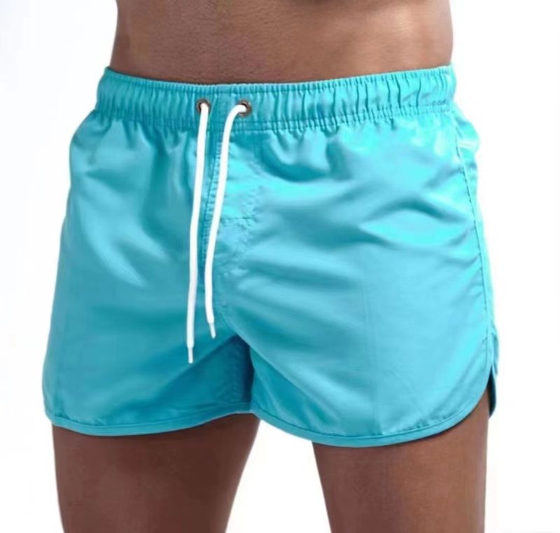 Men's Beach Shorts Comfortable Breathable Running Leisure Sports Three-Point Drawstring Solid Color_voghion.com