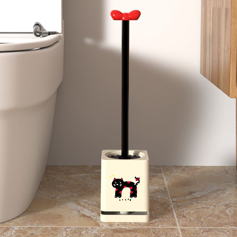 Set scopino per WC a parete con grazioso supporto – Manico lungo per una pulizia profonda, accessorio essenziale per il bagno salvaspazio (bianco/rosa/crema)_voghion.com