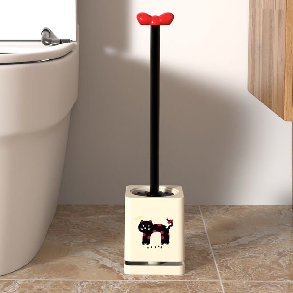 Set scopino per WC a parete con grazioso supporto – Manico lungo per una pulizia profonda, accessorio essenziale per il bagno salvaspazio (bianco/rosa/crema)_voghion.com