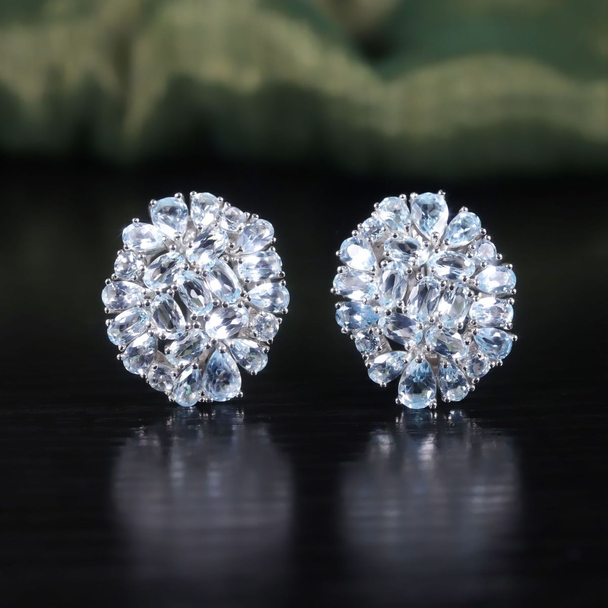 Luxury S925 Sterling Silver Inlaid Natural Topaz Earrings For Women Gemstone Earrings High End Earrings New_voghion.com