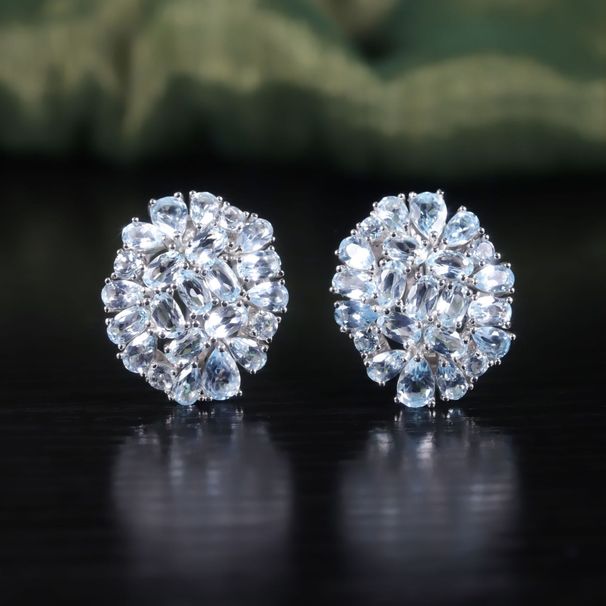 Luxury S925 Sterling Silver Inlaid Natural Topaz Earrings For Women Gemstone Earrings High End Earrings New_voghion.com