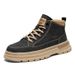 Herrenschuhe, neue Herbst-atmungsaktive Retro-Lederstiefel im britischen Stil, schwarze High-Top-Herrenschuhe_voghion.com