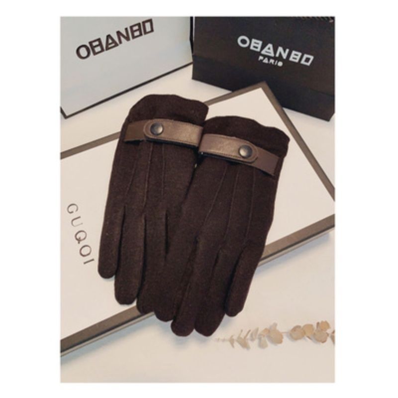 Męskie wełniane rękawiczki z ekranem dotykowym, styl zimowy, z pogrubionym polarem zapewniającym ciepło, odporność na zimny wiatr, chłodne, codzienne prowadzenie samochodu_voghion.com