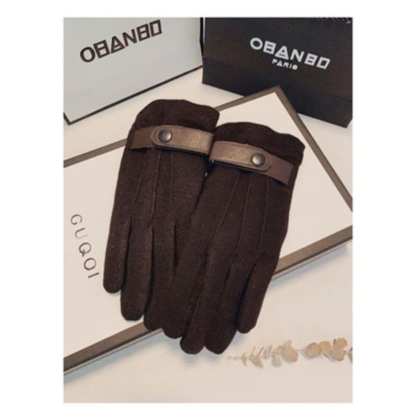 Męskie wełniane rękawiczki z ekranem dotykowym, styl zimowy, z pogrubionym polarem zapewniającym ciepło, odporność na zimny wiatr, chłodne, codzienne prowadzenie samochodu_voghion.com