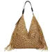 Borsa da spiaggia intrecciata a mano in cotone naturale all'uncinetto per donna, grande capacità, con nappe, shopper tote alla moda estiva_voghion.com