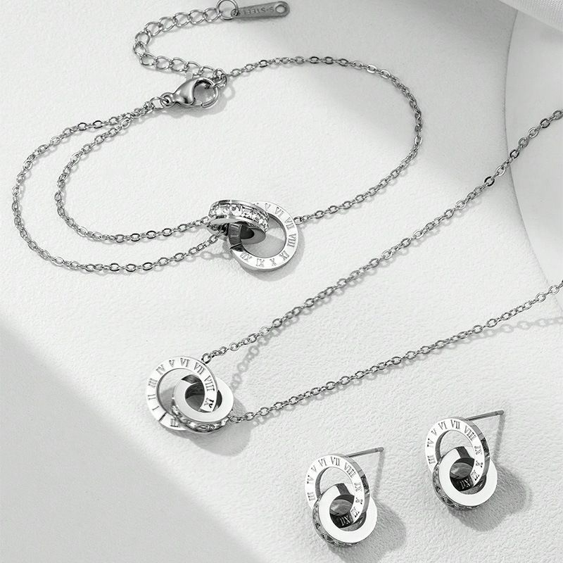 Bracciale con doppio anello romano Micro Dia, semplice e leggero, design a nicchia, orecchini a catena per clavicola_voghion.com