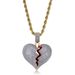 Men's Jewelry Personality Hot Style Broken Heart Shape Broken Heart Male And Female Couple Pendant Full Zircon Hip Hop Necklace_voghion.com