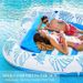 PVC Inflatable Pool Float For Two - Sunbathing Lounge With Headrest & Cup Holders (Leaf & Heart Design Heavy-Duty For Adults)_voghion.com