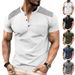 2024 Sommer Herren Button-Up T-Shirt Color Block Thin Henry Kurzarm Top für Männer_voghion.com