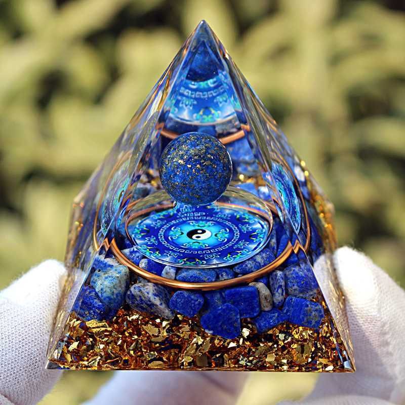 Piedra triturada, pirámide, hogar, resina, manualidades con pegamento, adornos de escritorio de oficina_voghion.com