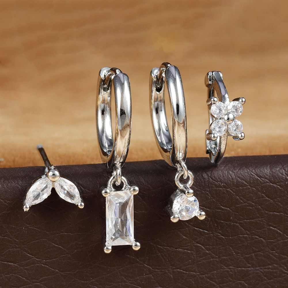 Orecchini pendenti geometrici a forma di occhio di cavallo, con zirconi, eleganti, leggeri e di lusso, set di 4 orecchini da donna_voghion.com