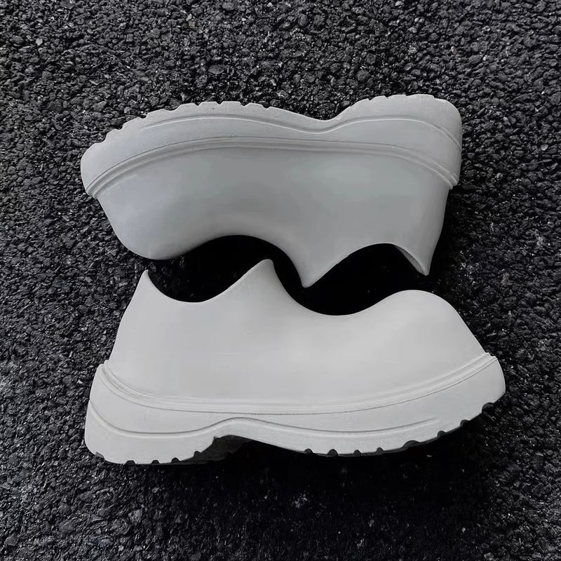 Shoes Men's Big Head Rain Boots Retro Casual Women's Couple Same Style Round Head Thick Bottom Heightening Black Summer_voghion.com