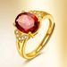 Bague rubis ajustable pour femme, plaquée or, style européen et américain, sertie de diamants micro-pavés, plaquée or jaune et rouge_voghion.com