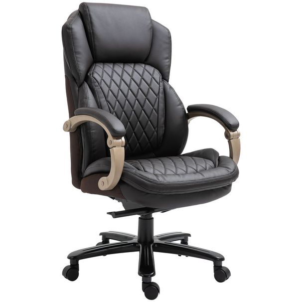 Big And Tall Executive Office Chair With Wide Seat, Computer Desk Chair With High Back Diamond Stitching, Adjustable Height & Swivel Wheels, Bro_voghion.com