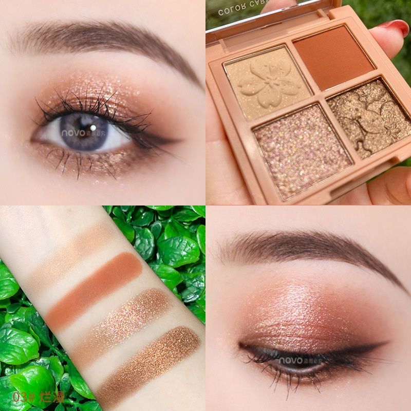 Kleur make-up NOVO nieuwe quad vrouwelijke studentenfeest live-uitzending netwerk rode multi kralen felle grondkleur oogschaduw_voghion.com