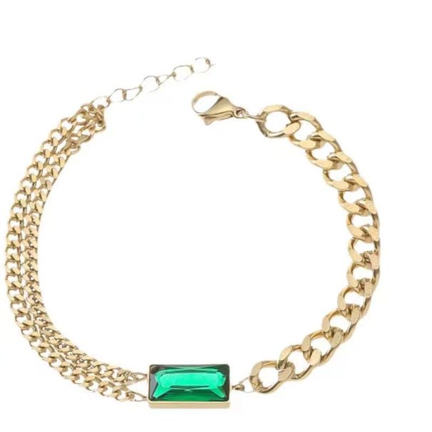 Collana impilabile con doppia catena in zircone semplice alla moda per le donne, set di gioielli di lusso alla moda leggeri e quadrati, tutti abbinati_voghion.com