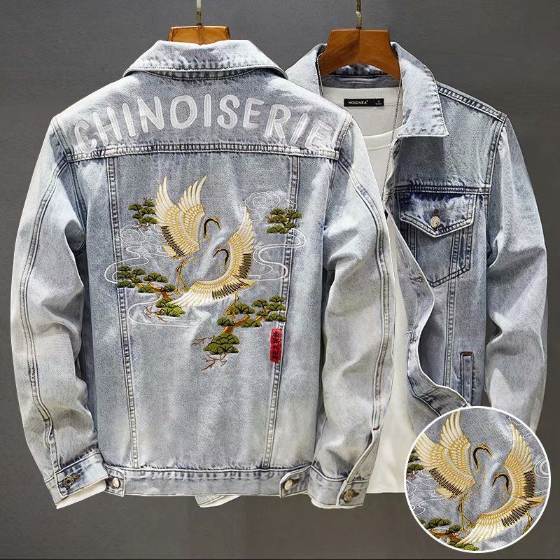 Herrenbekleidung Sommer Dünne Retro Bestickte Jeansjacke Trendy Slim Frühling Und Herbst Neue Stiljacke_voghion.com
