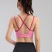 Color Block Splicing Thin Strap Sports For Women Running Shockproof Cross Back One-Piece Outerwear Yoga Bra Summer_voghion.com
