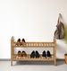 Shoe Storage Rack, 2Tier Stackable Oak Wide Organiser, Hallway Wooden Shelf Unit_voghion.com