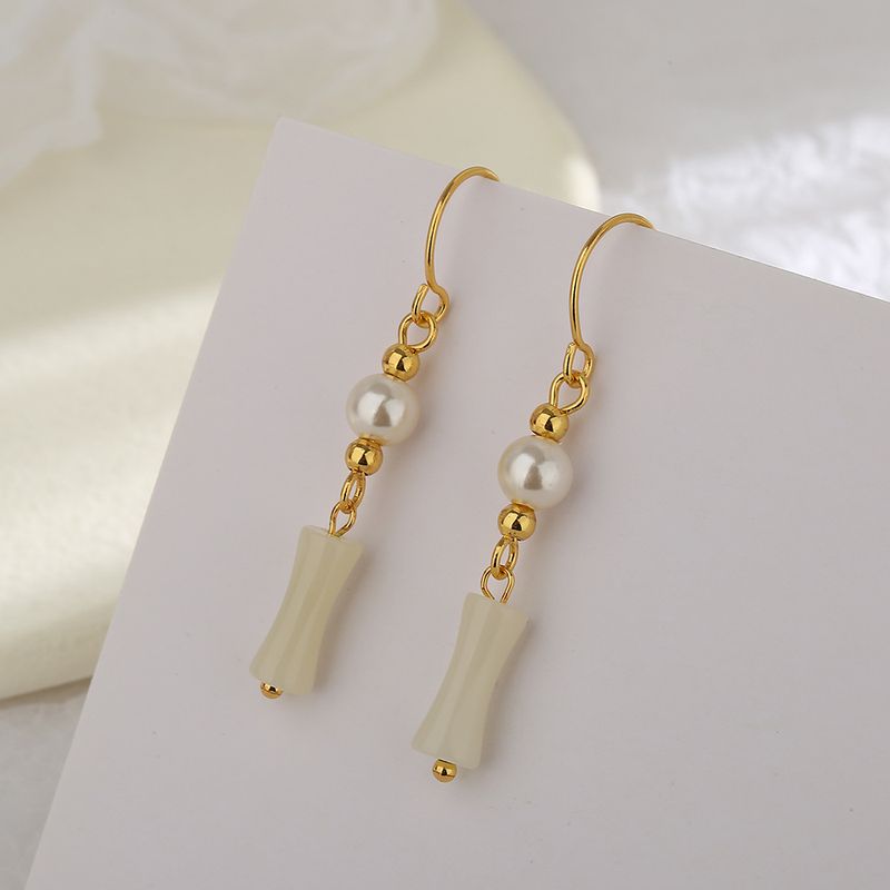 Stamp VENUS  Gold Color Hetian Jade Earrings for Women Girl Geometry Pearl Ethnic Jewelry Gift  Dropshippi_voghion.com