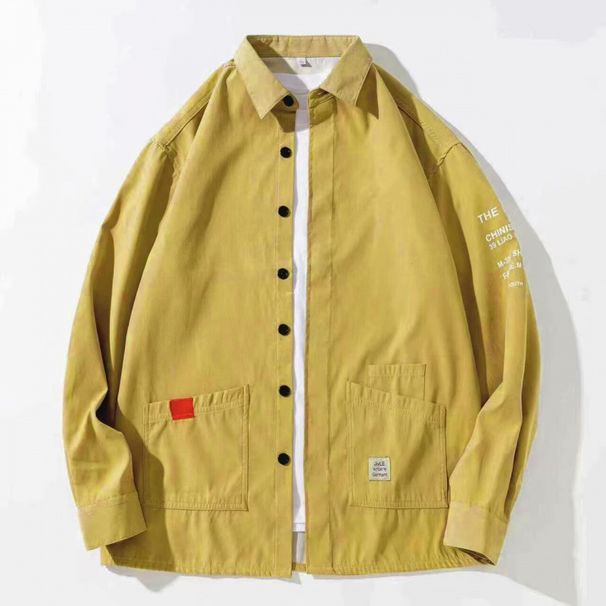 Slim Fit Herrenjacke aus dünner Eisseide mit langen Ärmeln im Herbst, trendiges neues, alltägliches Hemd mit normalem Zoll_voghion.com