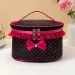 Cosmetic Bags Makeup Bag Large Portable Zipper Travel Organizer Holder Top Handle-Dot Print With Bow Lace Decor_voghion.com