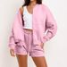 Women's 2025 Casual Style Long Sleeve Sweater Jacket Short Two-piece Set_voghion.com