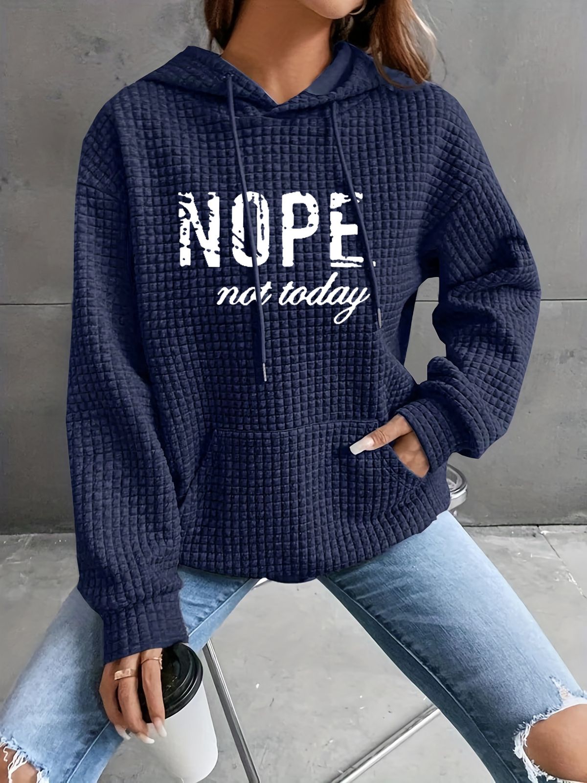 Maglione a maniche lunghe con scollo rotondo a nido d'ape da donna autunno/inverno 2024, tinta unita_voghion.com