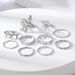 Set di anelli impilati vintage etnici bohémien da donna, design a serpente e girasole, anello con giunto a foglia retrò semplice e di nicchia, set da 10 pezzi_voghion.com