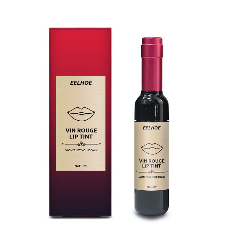 EELHOE Molding Läppstift Portable Creative Vattentät, blekande, icke-hållande glas Fuktgivande rödvinsflaska Läppglasyr_voghion.com