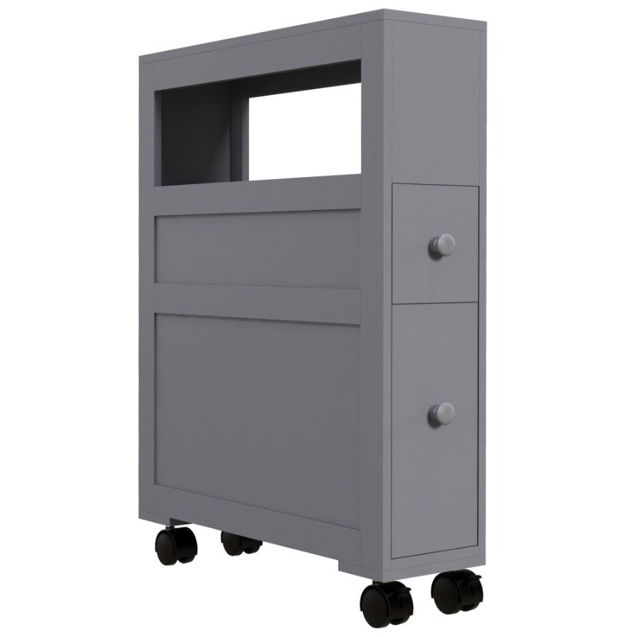 Mobiletto laterale X contenitore 6,25 bagno stretto 20,5 28,25 legno HOMCOM grigio X scorrevole_voghion.com