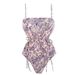 Women's new style waist drawstring hollow purple dragonfly print one-piece swimsuit and wrap skirt suit hot style_voghion.com