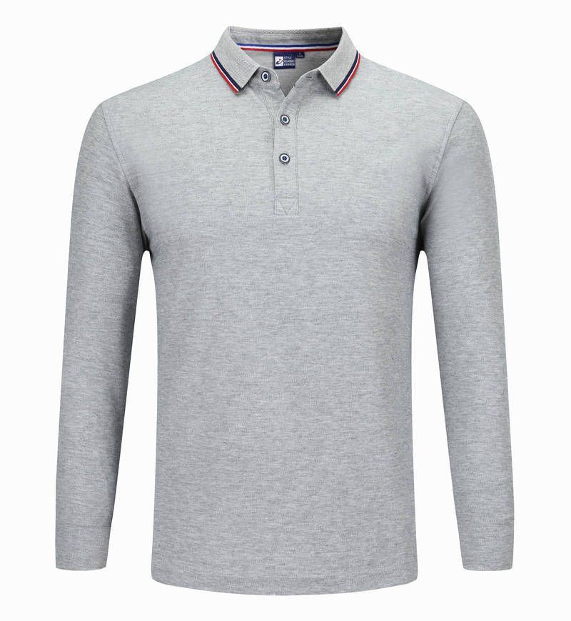 Polo à manches longues à revers haut de gamme de qualité imbattable, style professionnel, avec ourlet fendu, image brodée et imprimé_voghion.com