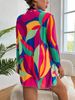 Women's irregular printing and dyeing multi-color long-sleeved long summer swimming mesh clothes_voghion.com